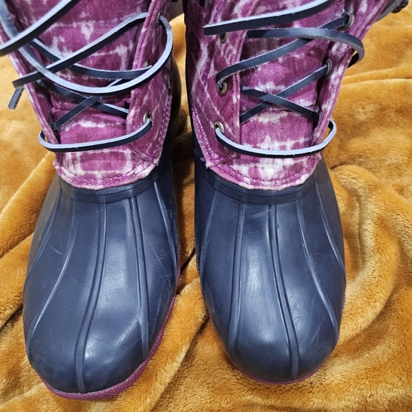 Sperry saltwater navy/berry Purple duck boots youth size 3 - Picture 5 of 5